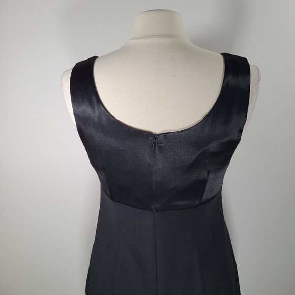 Vintage J.R. NITES Black Mini Dress Sz 6P Empire Waist Sleeveless 90s Satin S - Picture 5 of 11